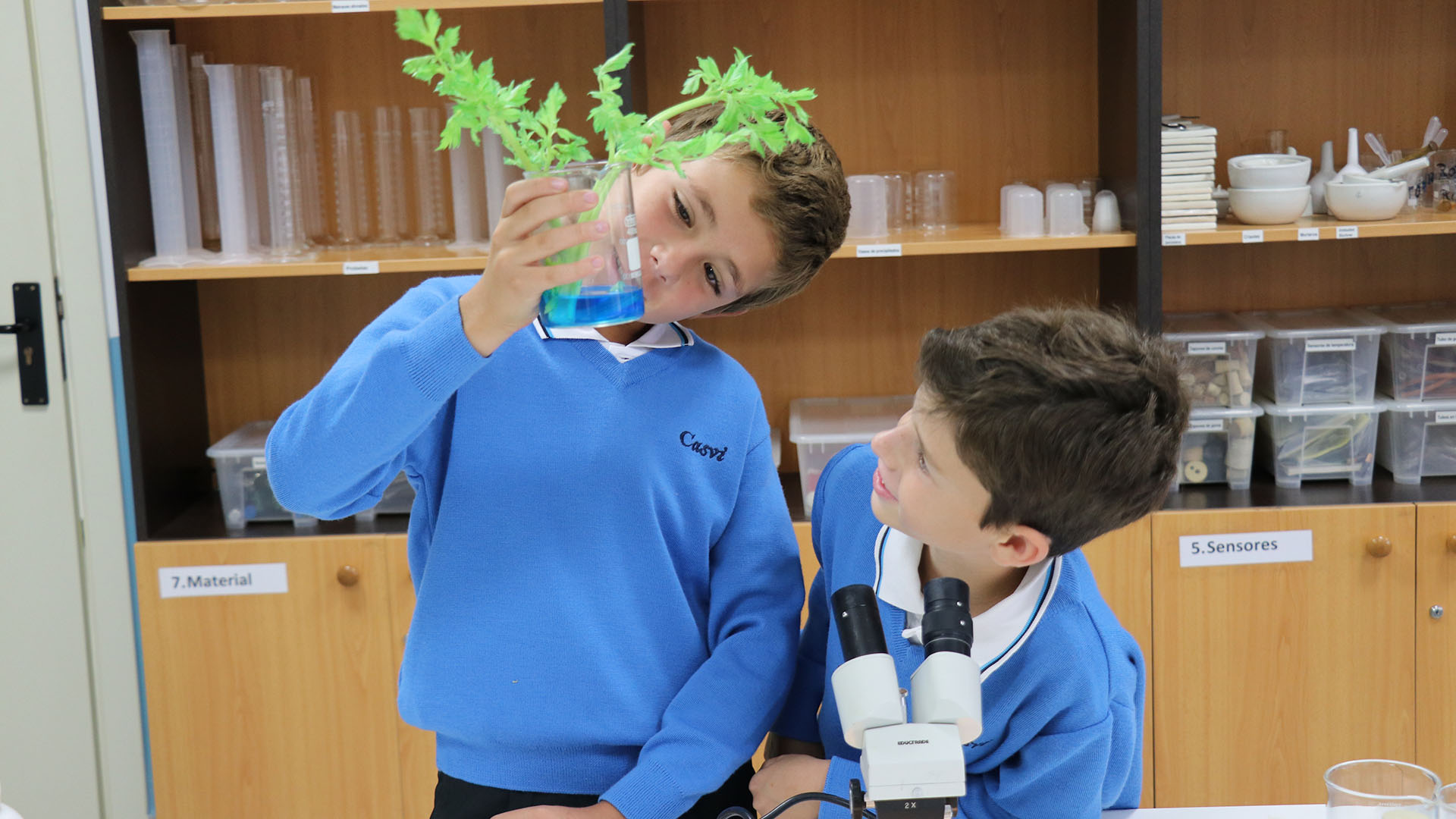 Indagación en laboratorio de alumnos de E. Primaria de Casvi Villaviciosa